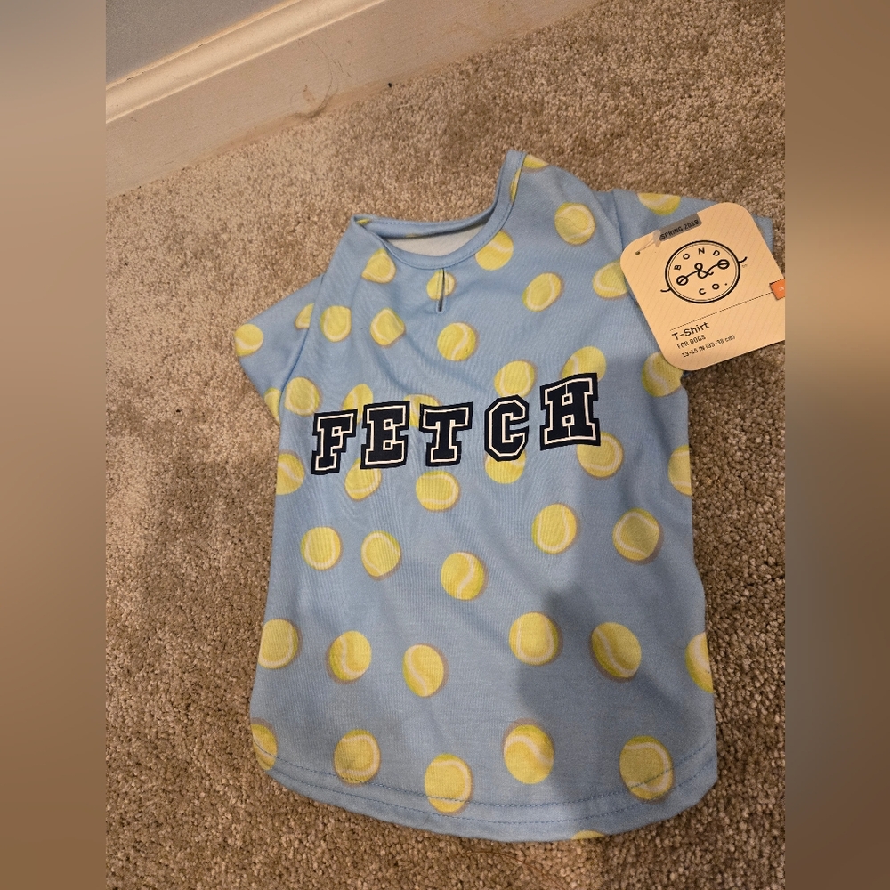 FETCH tennis ball themed dog t-shirt